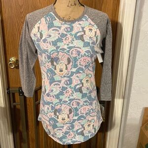 NWT Lularoe Randy Disney Minnie Mouse 3/4 Sleeve Top Size S